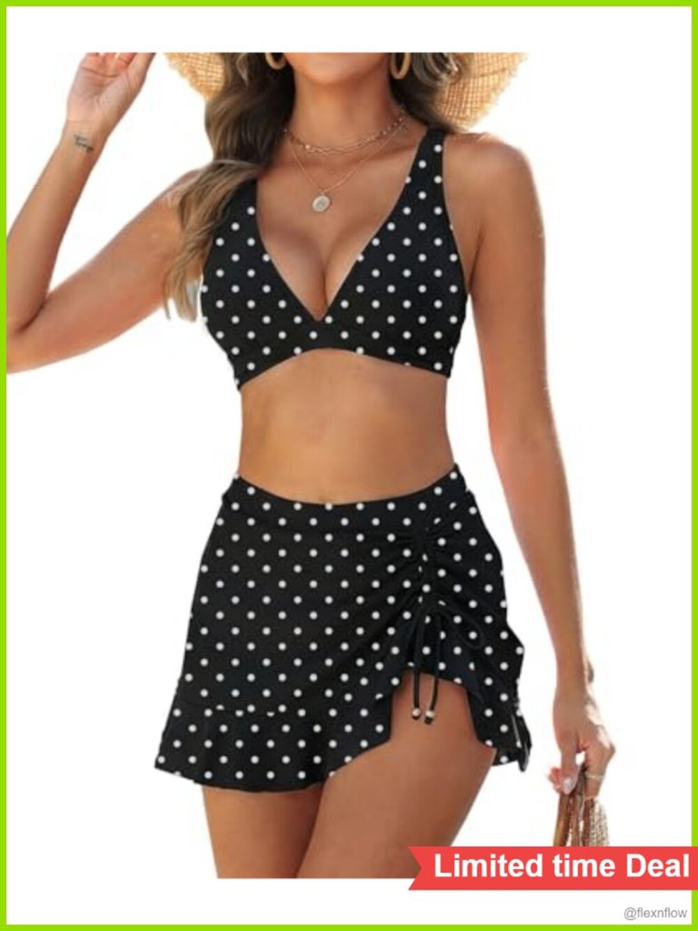 Women's Two Piece Bikini Set High Waisted Skirted Swim Skirt Push Up Tummy
